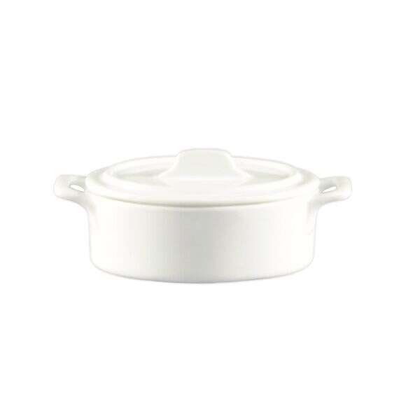C.A.C. GMJ-8, 20 Oz 8.5-Inch Porcelain Oval Jar with Lid and 2 Handles, 2 DZ/CS