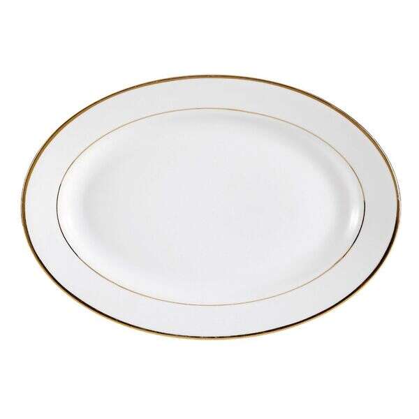 C.A.C. GRY-12, 10-Inch Porcelain Golden Royal Oval Platter with Gold Band, 2 DZ/CS (Discontinued)