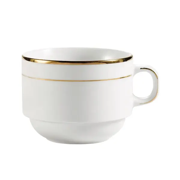 C.A.C. GRY-23, 8 Oz 3.5-Inch Porcelain Golden Royal Stacking Cup with Gold Band, 3 DZ/CS (Discontinued)