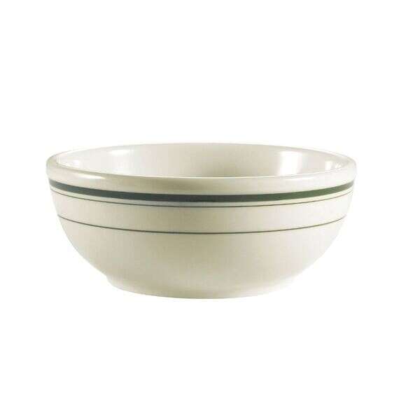 C.A.C. GS-15, 12.5 Oz Stoneware Greenbrier Nappie with Green Band, 3 DZ/CS