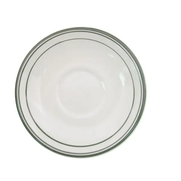 C.A.C. GS-2, 6-Inch Greenbrier Green Band Stoneware Saucer for GS-1, 3 DZ/CS