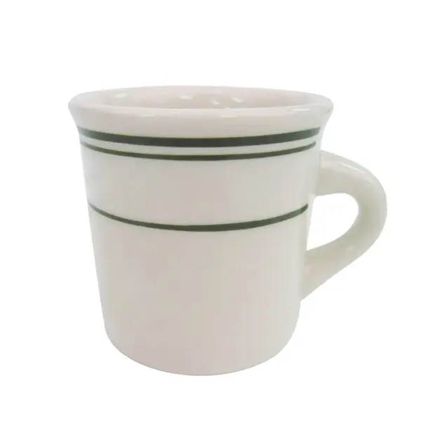 C.A.C. GS-38, 8 Oz 3.37-Inch Stoneware Greenbrier Mug with Green Band, 3 DZ/CS