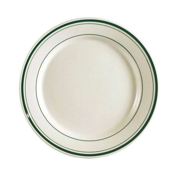 C.A.C. GS-9, 9.75-Inch Greenbrier Green Band Stoneware Plate, 2 DZ/CS