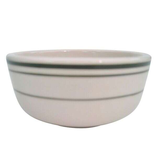 C.A.C. GS-95, 9 Oz 4.37-Inch Greenbrier Green Band Stoneware Jung Bowl, 3 DZ/CS