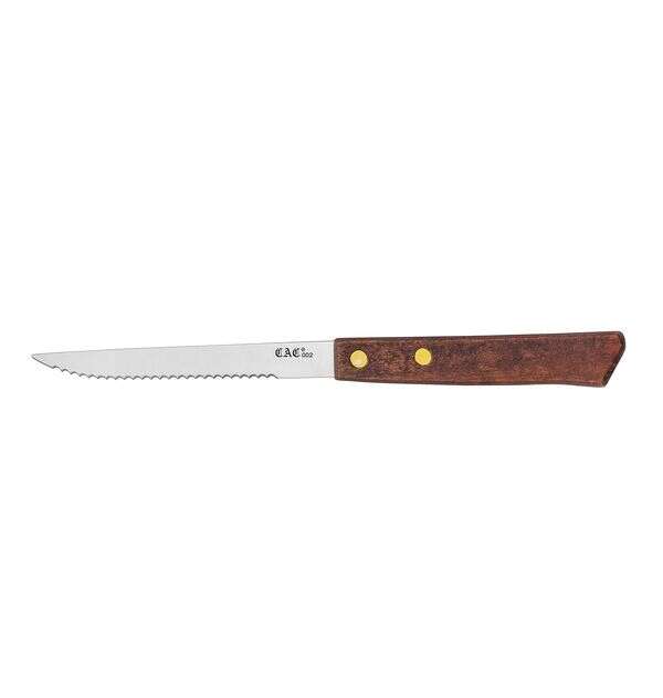 - KWSK-40, 4-inch Stainless Steel Pointed Tip Steak Knife with Wooden Handle
