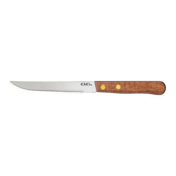 C.A.C. KWSK-46, 4.75-inch Stainless Steel Pointed Tip Steak Knife with Wooden Handle