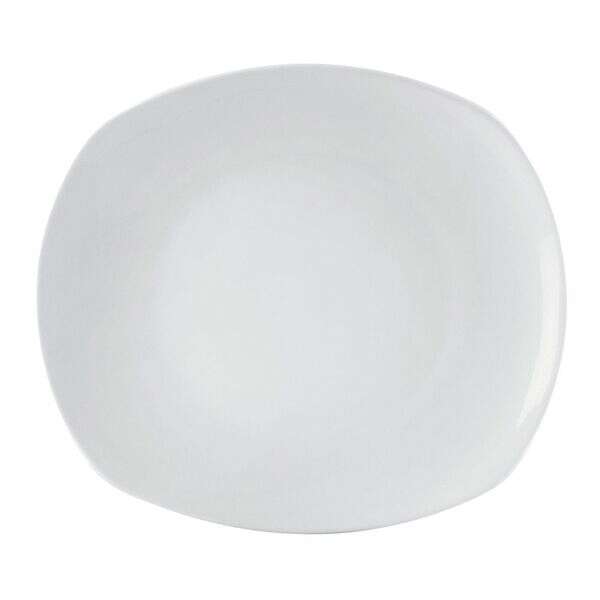 C.A.C. KYT-16, 10-Inch White Porcelain Coupe Curved Rectangular Plate, DZ