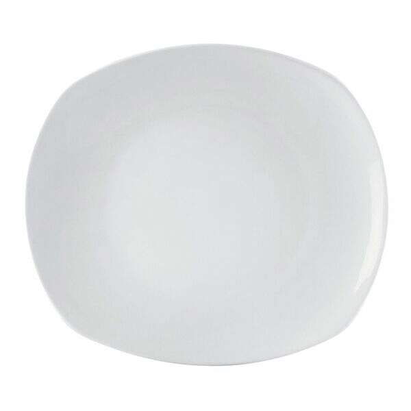 C.A.C. KYT-21, 12-Inch White Porcelain Coupe Curved Rectangular Plate, DZ