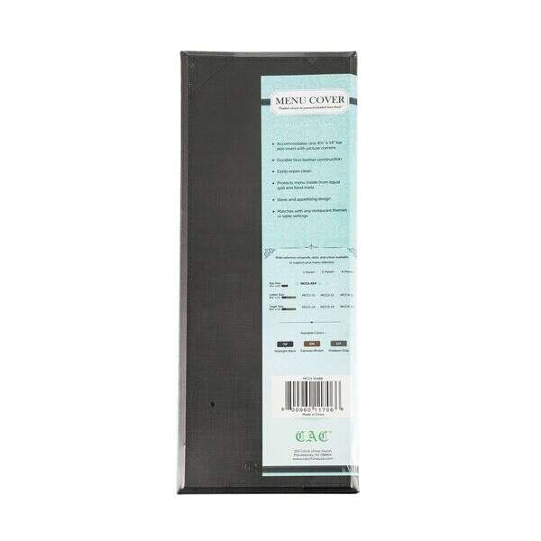 C.A.C. MCC1-514BK, 4.5x14-inch 1-Panel Faux Leather Black Menu Cover