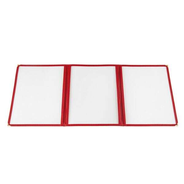 C.A.C. MCP3-911RD, 8.5x11-inch 3-Pocket Red Menu Cover