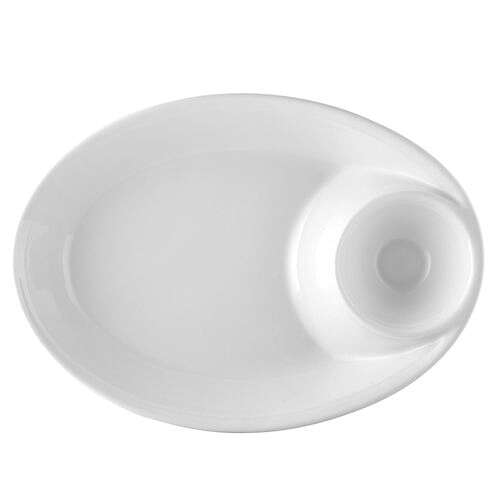 C.A.C. MX-OB14, 13.87-Inch 65 Oz Porcelain Oval Chip and 8 Oz Dip Bowl, DZ