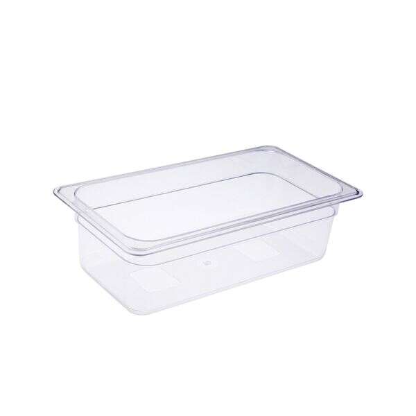 - PCFP-T4, 4-inch Deep 1/3 Size Clear Polycarbonate Food Pan