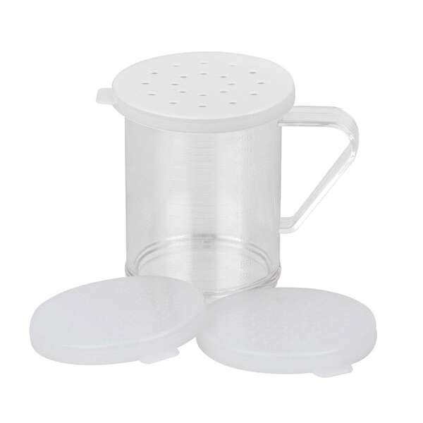 C.A.C. PDRG-10C3, 10 Oz Clear Polycarbonate Dredge Set w/ Lid, 3PC