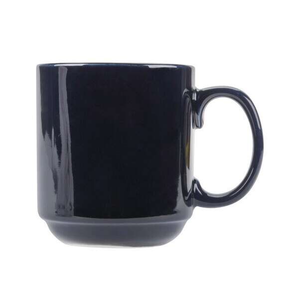 C.A.C. PRM-12-CBU, 12 Oz 3.25-Inch Stoneware Cobalt Blue Prime Straight Stacking Mug, 3 DZ/CS