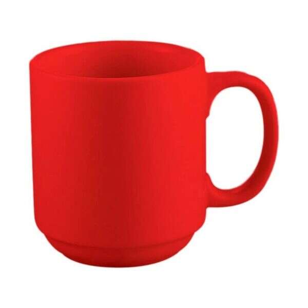 C.A.C. PRM-12-R, 12 Oz 3.25-Inch Stoneware Red Prime Straight Stacking Mug, 3 DZ/CS