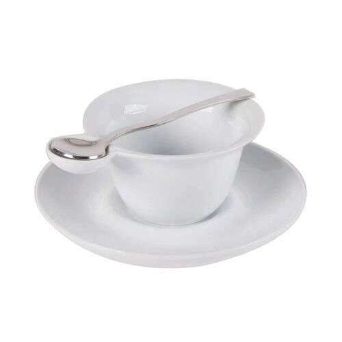 C.A.C. PTC-5-S, 7 Oz Porcelain Cup and 6.25-Inch Saucer Set with Spoon, 8-Set/CS