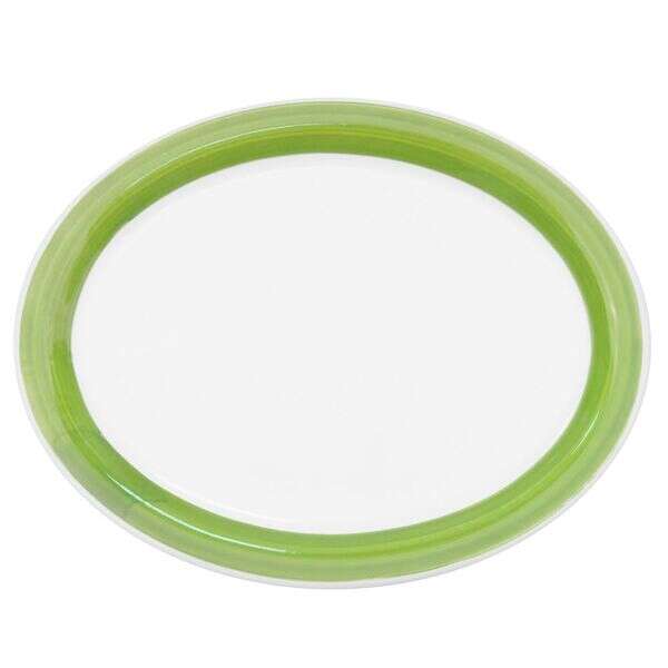 C.A.C. R-12NR-G, 9.5-Inch Stoneware Green Oval Platter with Narrow Rim, 2 DZ/CS