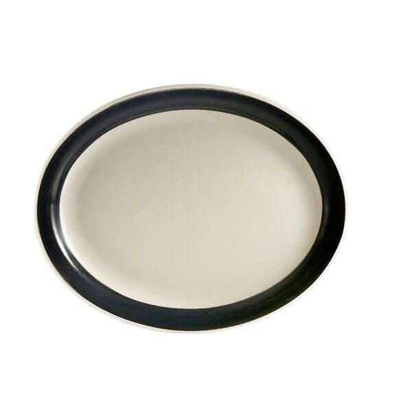 C.A.C. R-14NR-BLK, 13.5-Inch Stoneware Black Oval Platter with Narrow Rim, DZ