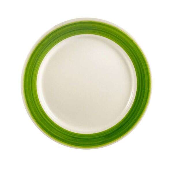 C.A.C. R-16-G, 10.5-Inch Stoneware Green Plate with Rolled Edge, DZ