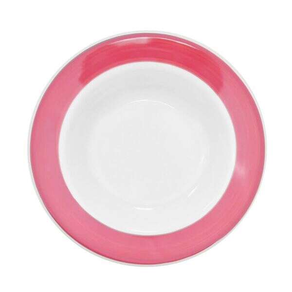 C.A.C. R-3-R, 12 Oz 8.75-Inch Stoneware Red Rim Soup Plate, 2 DZ/CS