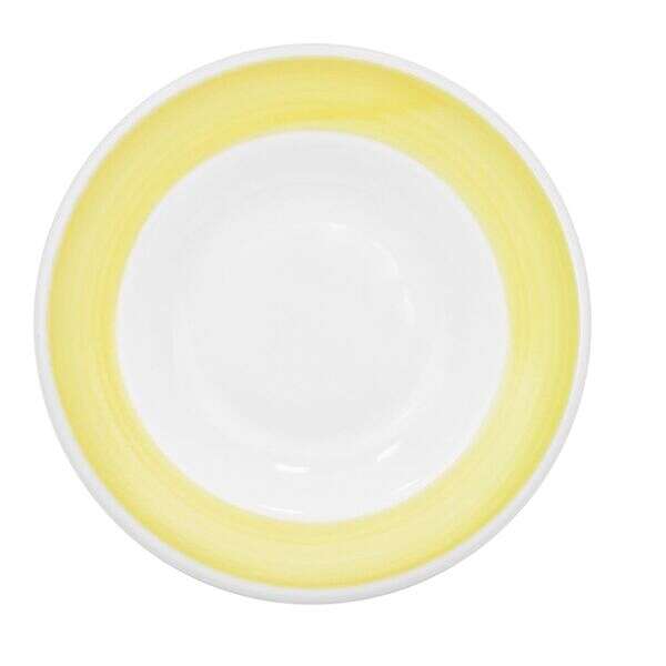 C.A.C. R-3-Y, 12 Oz 8.75-Inch Stoneware Yellow Rim Soup Plate, 2 DZ/CS