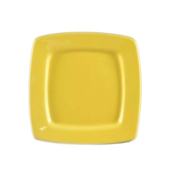 C.A.C. R-S6Q-Y, 6.87-Inch Porcelain Yellow Square In Square Plate, 3 DZ/CS