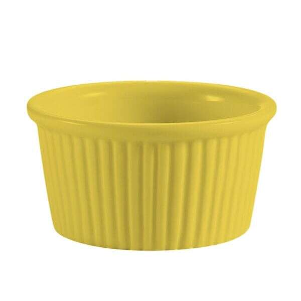 C.A.C. RKF-1-Y, 1 Oz 2.25-Inch Stoneware Yellow Fluted Ramekin, 4 DZ/CS