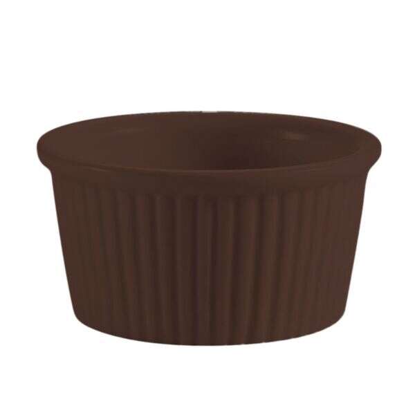 C.A.C. RKF-3-BWN, 3 Oz 3-Inch Stoneware Brown Fluted Ramekin, 4 DZ/CS