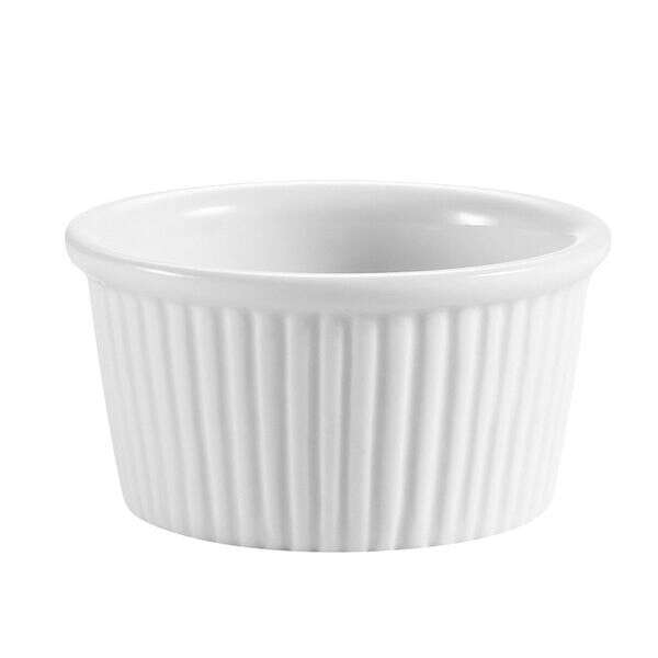 C.A.C. RKF-4, 4 Oz 3.12-Inch Porcelain White Fluted Ramekin, 4 DZ/CS