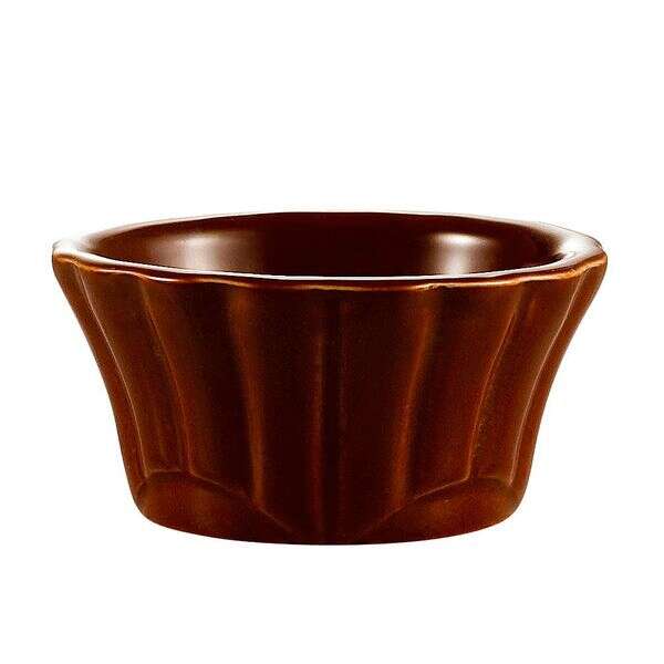 C.A.C. RMK-F2-BWN, 2 Oz 2.5-Inch Porcelain Brown Floral Ramekin, 4 DZ/CS