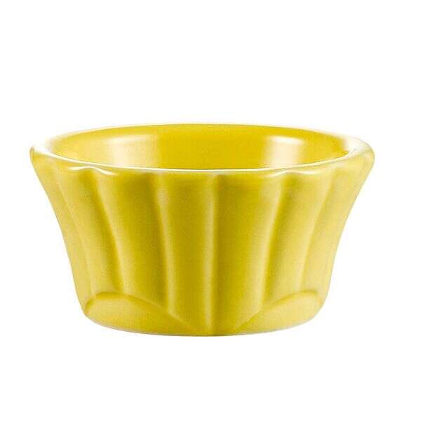 C.A.C. RMK-F3-Y, 3 Oz 3-Inch Porcelain Yellow Floral Ramekin, 4 DZ/CS