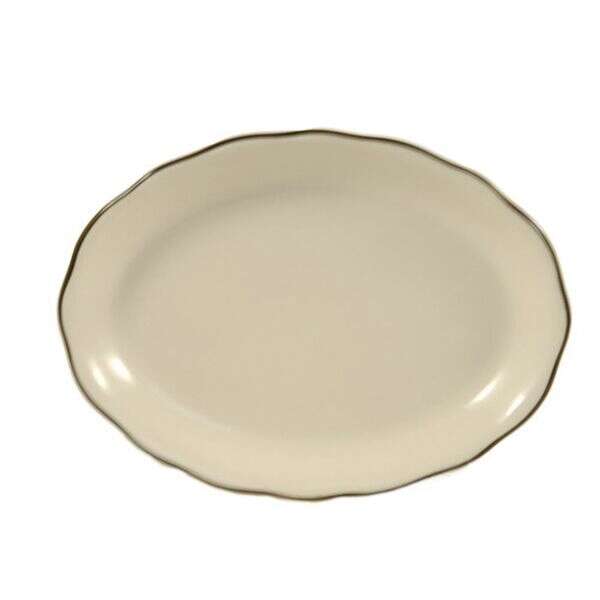 C.A.C. SC-12B, 9.62-Inch Stoneware Black Band Oval Platter, 2 DZ/CS