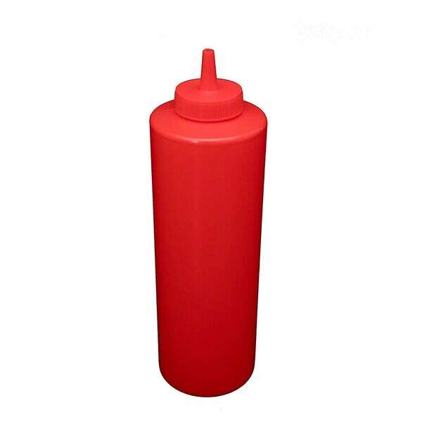 C.A.C. SQBT-24R, 24 Oz Plastic Red Squeeze Bottle, 6/PK