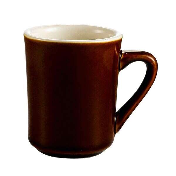 C.A.C. TM-8-BWN, 8 Oz 3.12-Inch Porcelain Brown/American White Tierra Mug, 3 DZ/CS