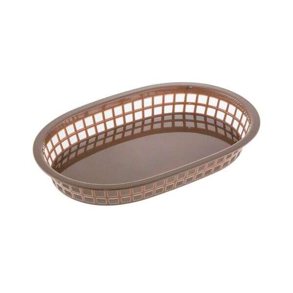 C.A.C. TTFB-10BN, 10-inch Plastic Oblong Brown Fast Food Basket, DZ