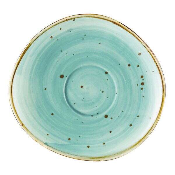 C.A.C. TUS-2-TQS, 6.25-Inch Porcelain Turquoise Dessert Saucer for TUS-1-TQS, 3 DZ/CS