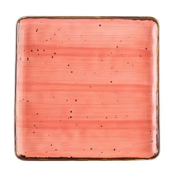 C.A.C. TUS-SQ16-CRL, 10-Inch Porcelain Coral Square Plate, 2 DZ/CS