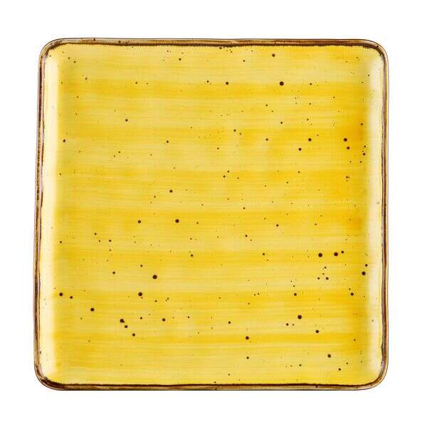 C.A.C. TUS-SQ16-SFL, 10-Inch Porcelain Sunflower Square Plate, DZ