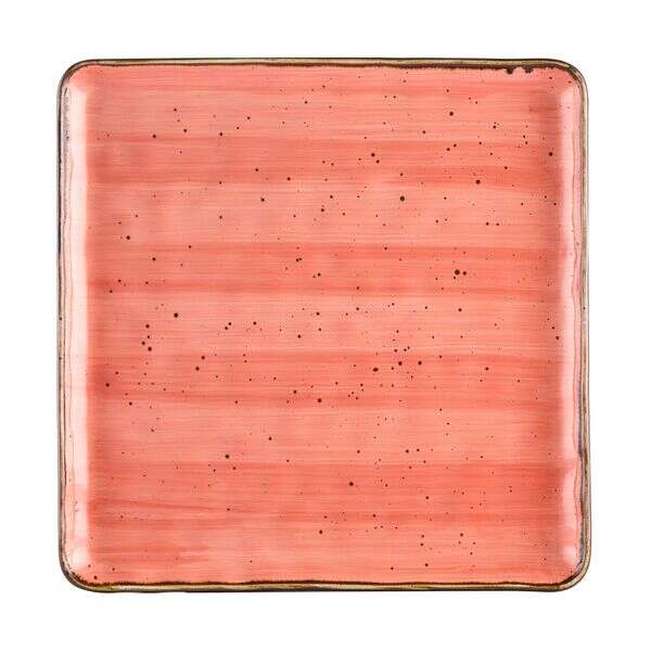 C.A.C. TUS-SQ21-CRL, 12-Inch Porcelain Coral Square Plate, DZ