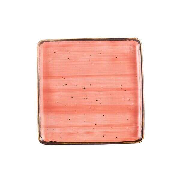 C.A.C. TUS-SQ6-CRL, 6-Inch Porcelain Coral Square Plate, 3 DZ/CS