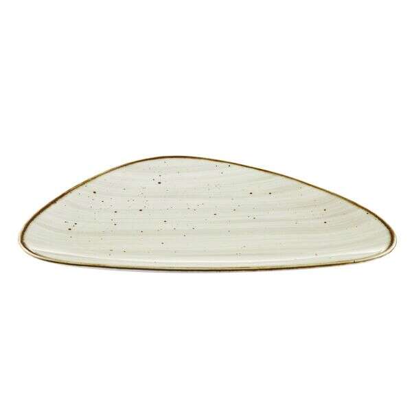 C.A.C. TUS-T41-BGE, 13.12-Inch Porcelain Beige Triangular Dessert Plate, DZ