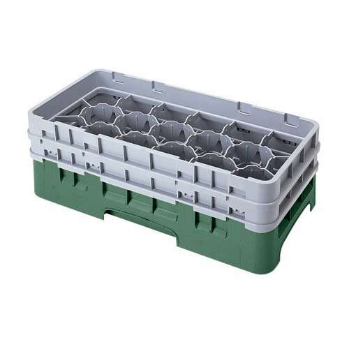 Cambro 17HS800119, Camrack 8.5-Inch High Sherwood Green 17-Compartment Half Size Glass Rack W/4 Extenders