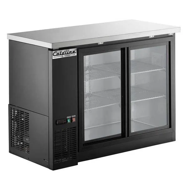 Coldline CBB-48G-SL 48-inch Black Sliding Glass Door Back Bar Cooler