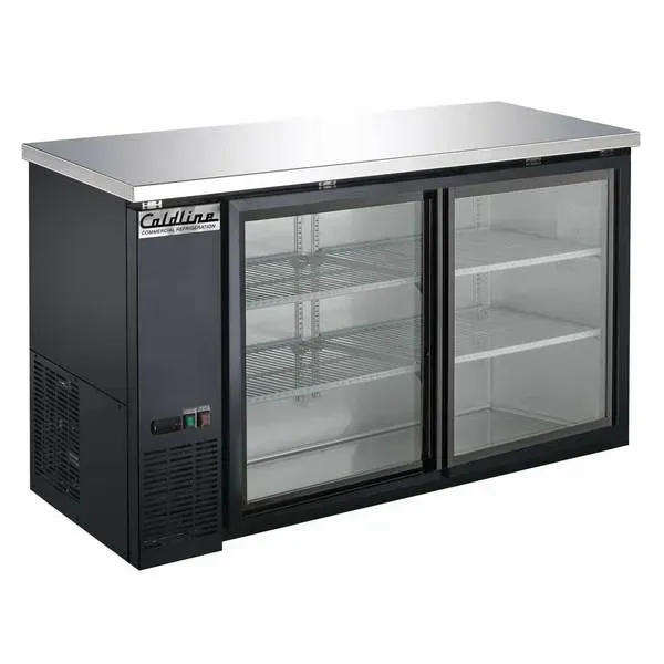 Coldline CBB-60G-SL 60-inch Black Sliding Glass Door Back Bar Cooler