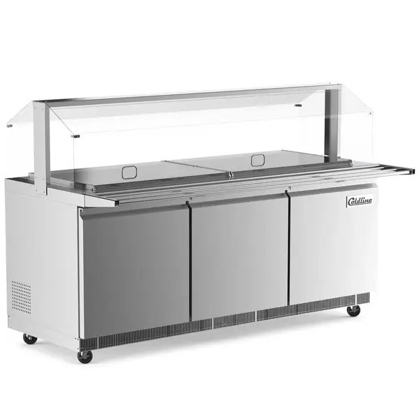Coldline CBT-72-CSG, 72-Inch Stainless Steel Refrigerated Salad Bar, Buffet Table with Sneeze Guard, Tray Slide and Pan Cover