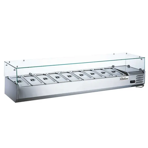 Coldline CTP80SG, 80-Inch Refrigerated Countertop Salad Bar, Glass Topping Rail, 9 Pans