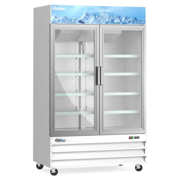 Coldline D53-W, 53-inch White Double Glass Swing Door Merchandising Freezer