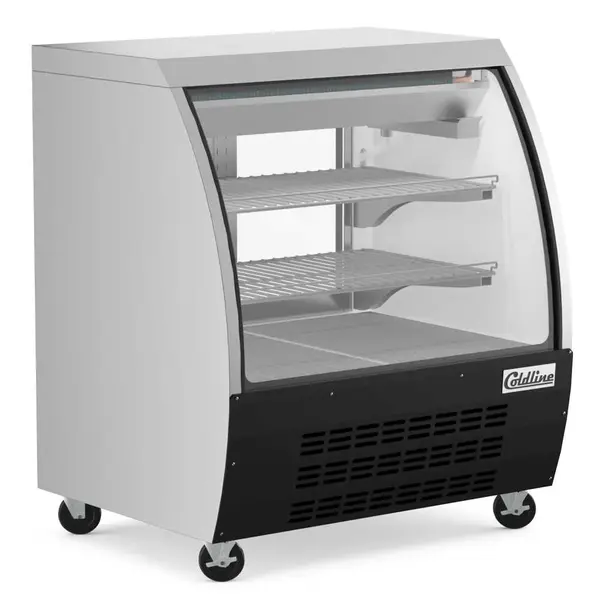 Coldline DC36-B, 36-Inch Refrigerated Curved Glass Deli Meat Display Case, Black