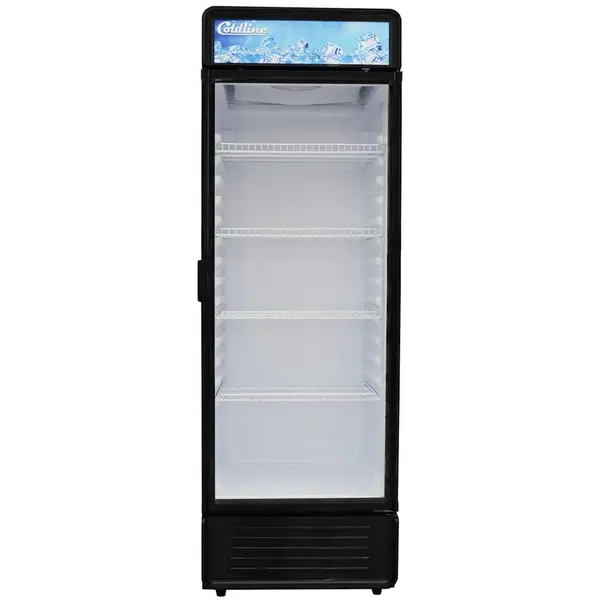 Coldline G12E-B, 12 Cu. Ft. 24-Inch Single Glass Door Black Merchandiser Refrigerator with LED