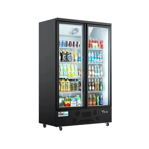 Coldline G2-B, 49-Inch Two Glass Door Merchandiser Refrigerator with LED Lighting, Black